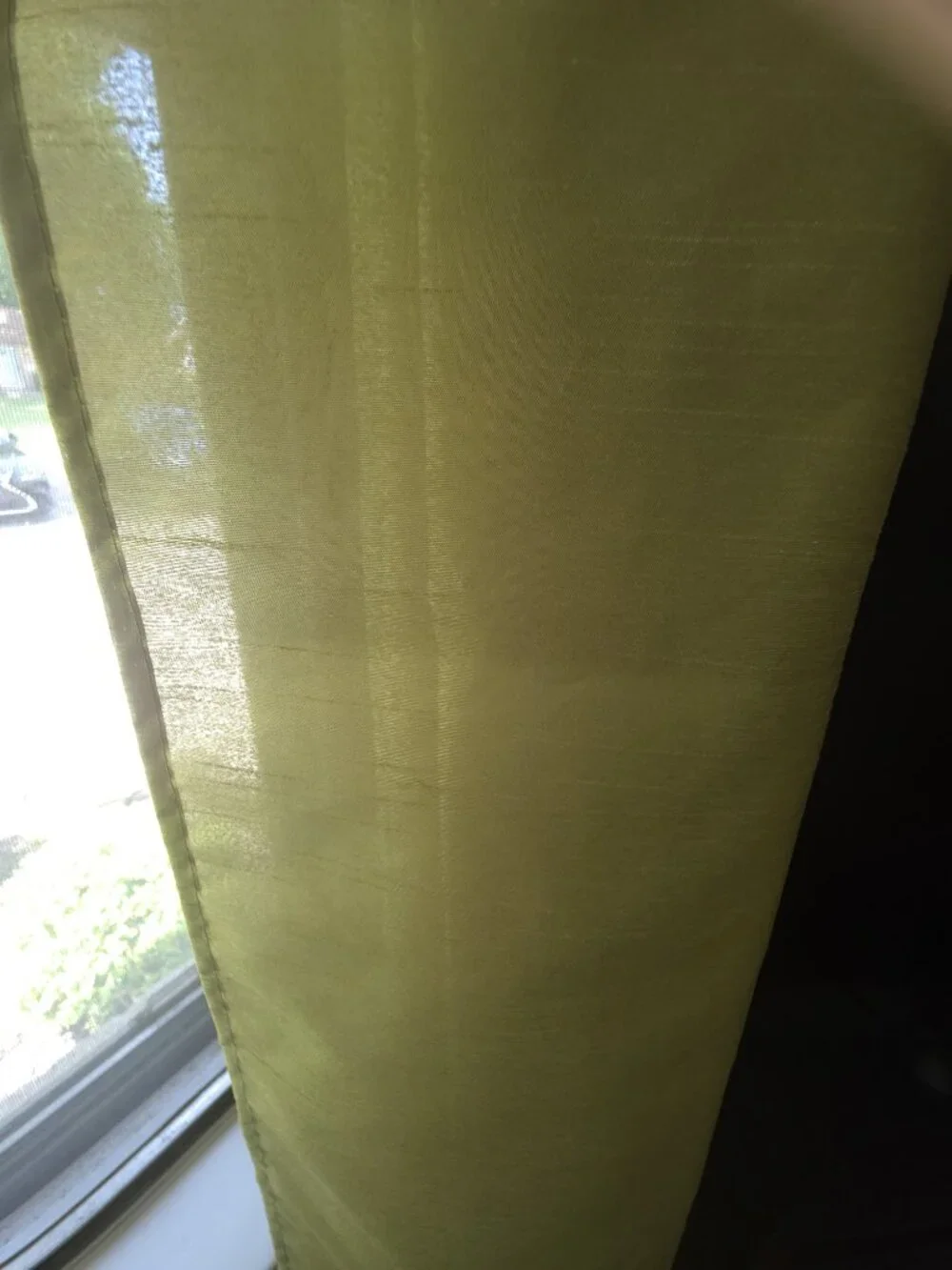Mira Lime Green Faux Silk Semi Sheer Grommet Curtain Panels Set of 2 | 84x58